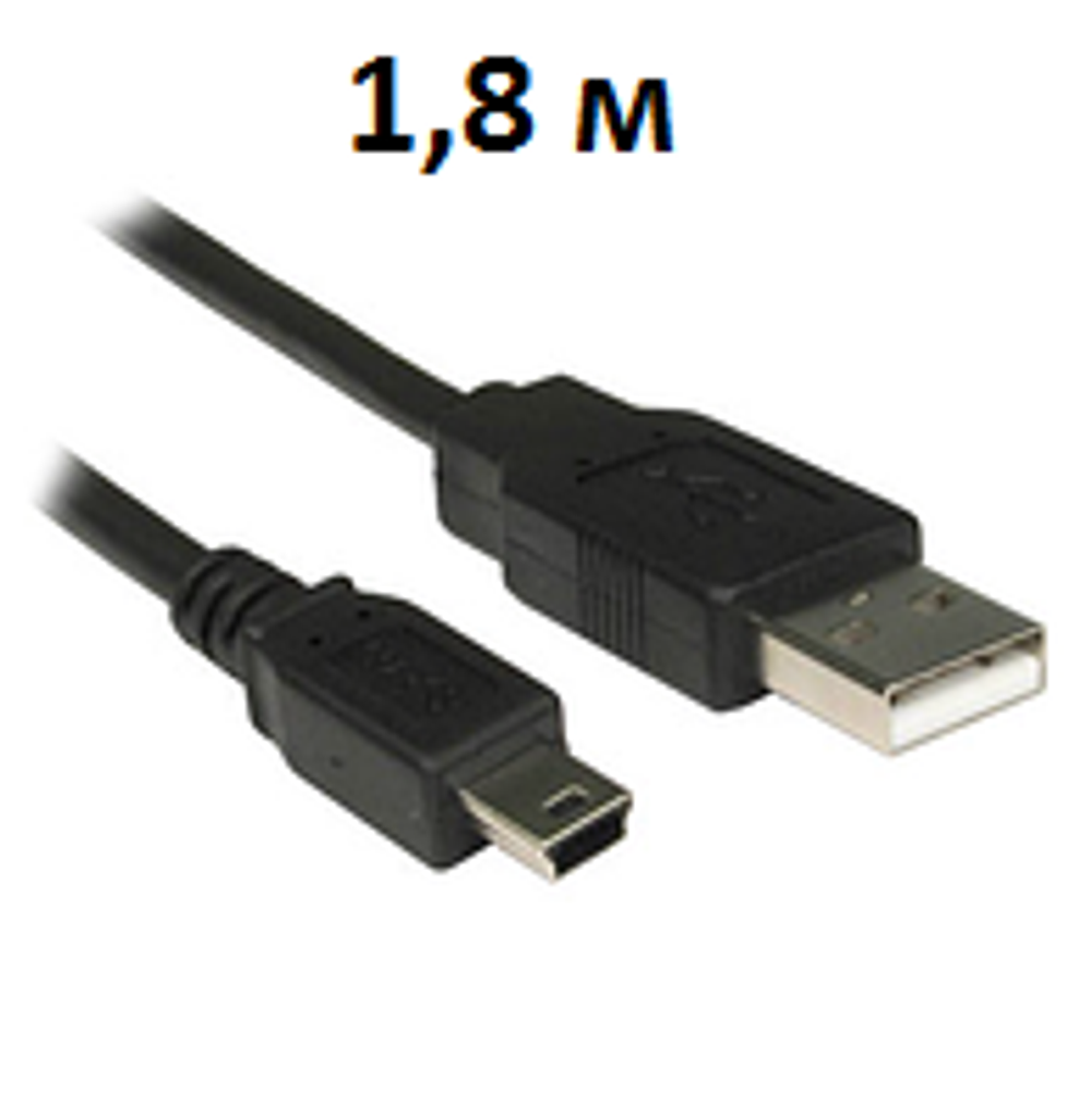 Кабель USB2.0 A--&gt; mini B 5P 1,8м черный в пакете (K619)