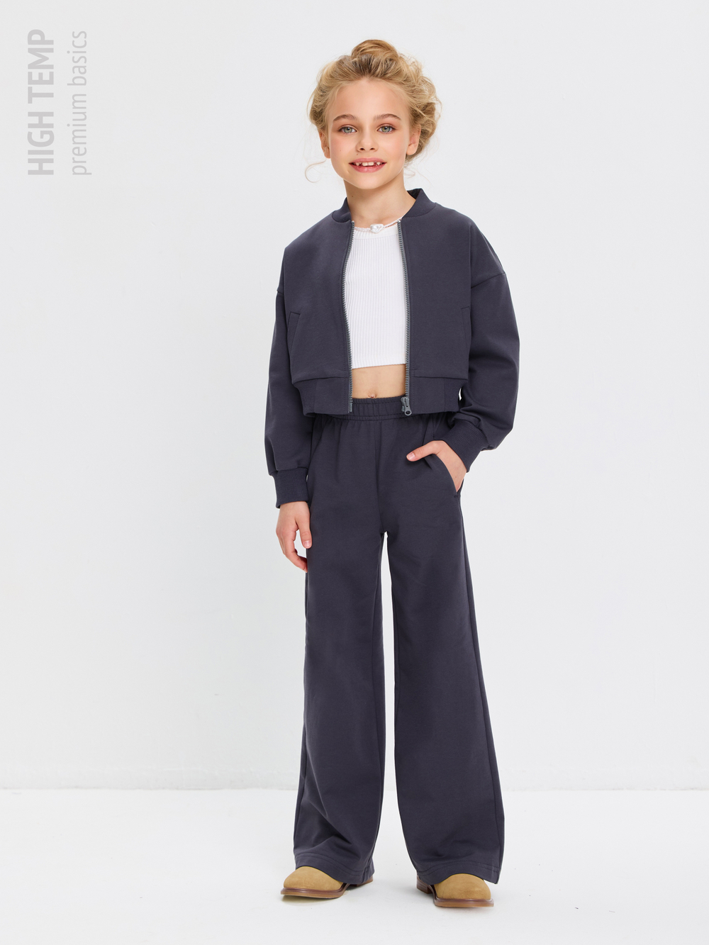 Брюки палаццо из футера