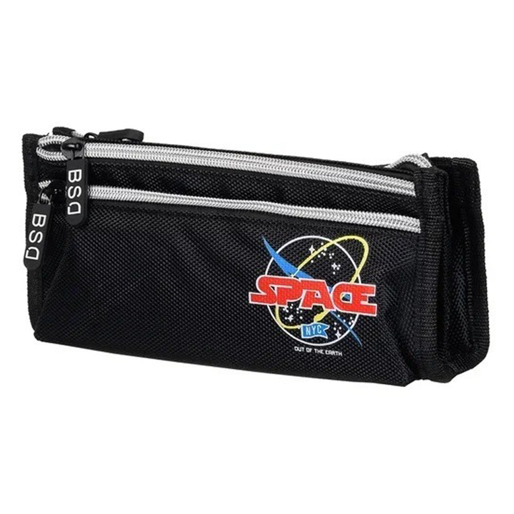 Пенал-косметичка BSD без наполнения, 21*9*6,5 см, серия "Space", с 2 боковыми карманами, ассорти