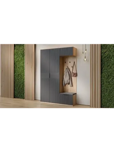 Прихожая с вешалкой Дуб Крафт золотой 145х43х226