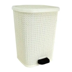 Ведро мусорное с педалью 12 л вязаный узор крем