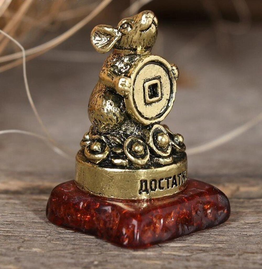 Фигурка мышка на камне "Достатка", 3,5 х 2,2 х 2,2 см