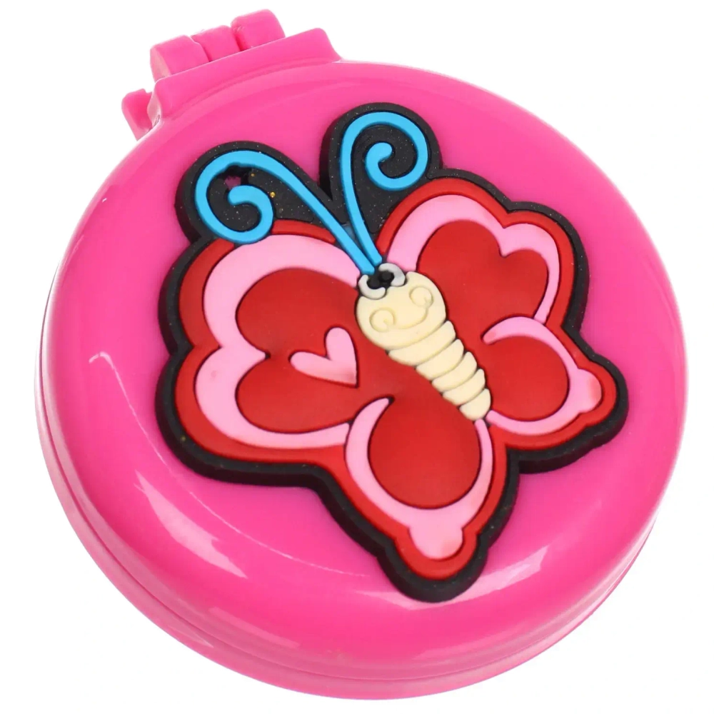 Расческа массажная детская складная «Barbariska», с зеркалом, пончик, разноцветные зубчики, цвет ярко - розовый, d-7см