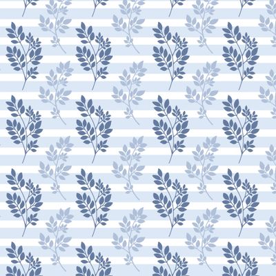 Синие и голубые ветки на полосатом фоне