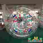 Аттракцион Водный роллер (Гидророллер) «Прозрачный с красно-зелеными держателями» ТПУ, 2.2*2*2 м