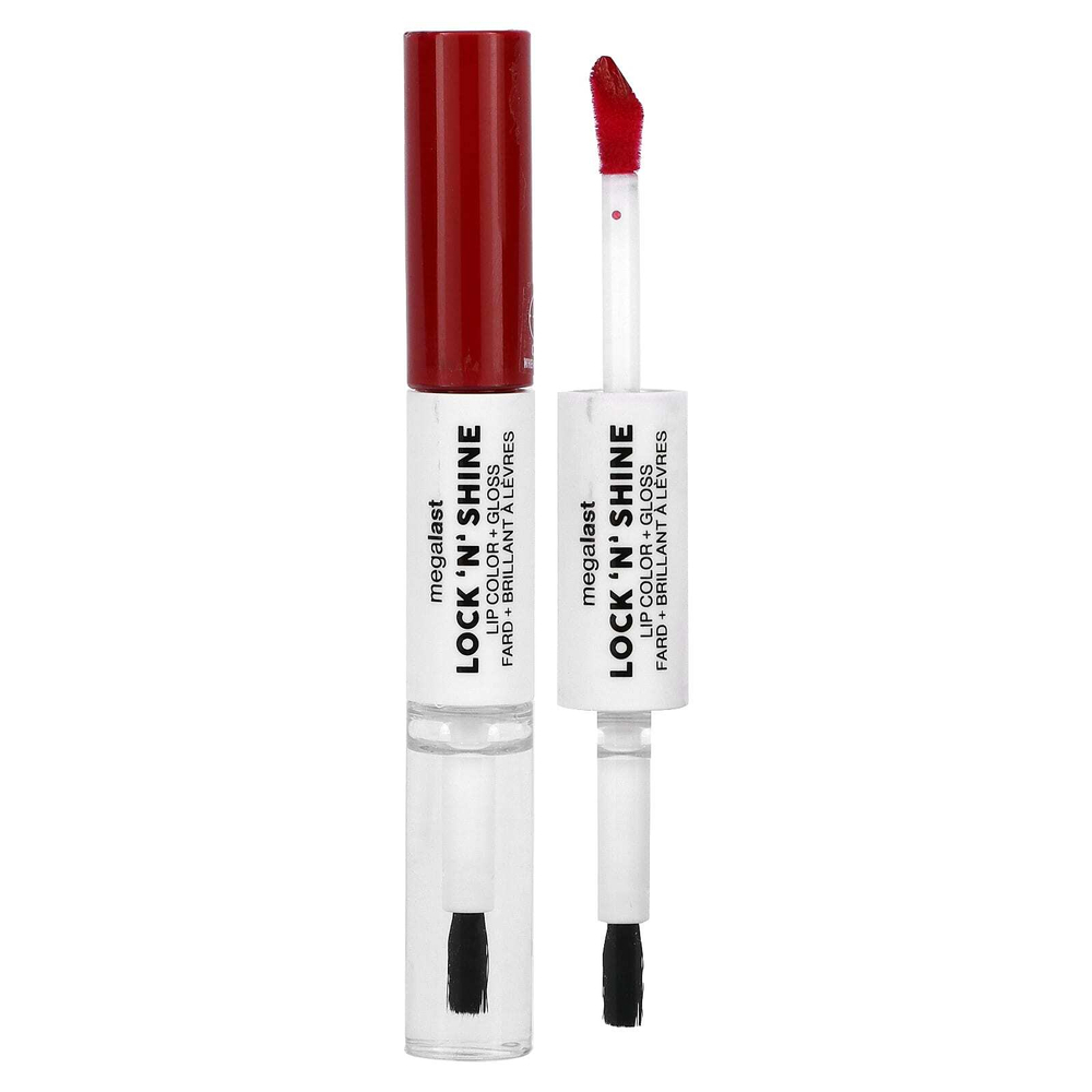 wet n wild, Megalast, Lock 'N' Shine, краска для губ и блеск, Red-y For Me, по 4 мл (0,13 жидк. унц.)