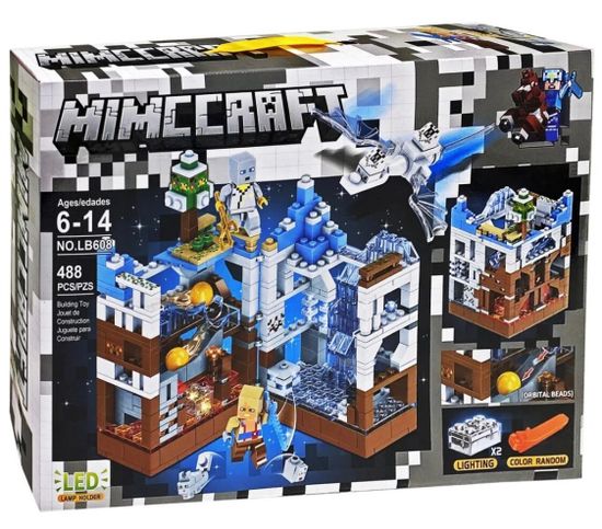 Конструктор Майнкрафт "Сражение за белую крепость" с LED-элементами, 488 деталей