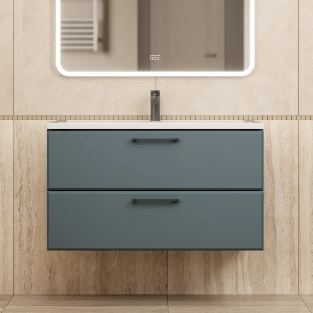 Тумба с раковиной для ванной Uperwood Foster New 90 см, подвесная, серый графит
