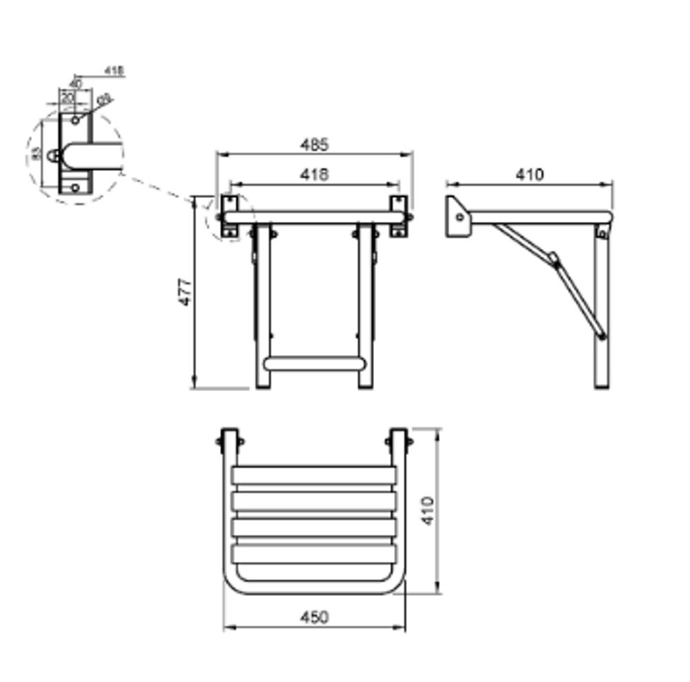 Сиденье для душа нерж. сталь NOFER 15045.W белый