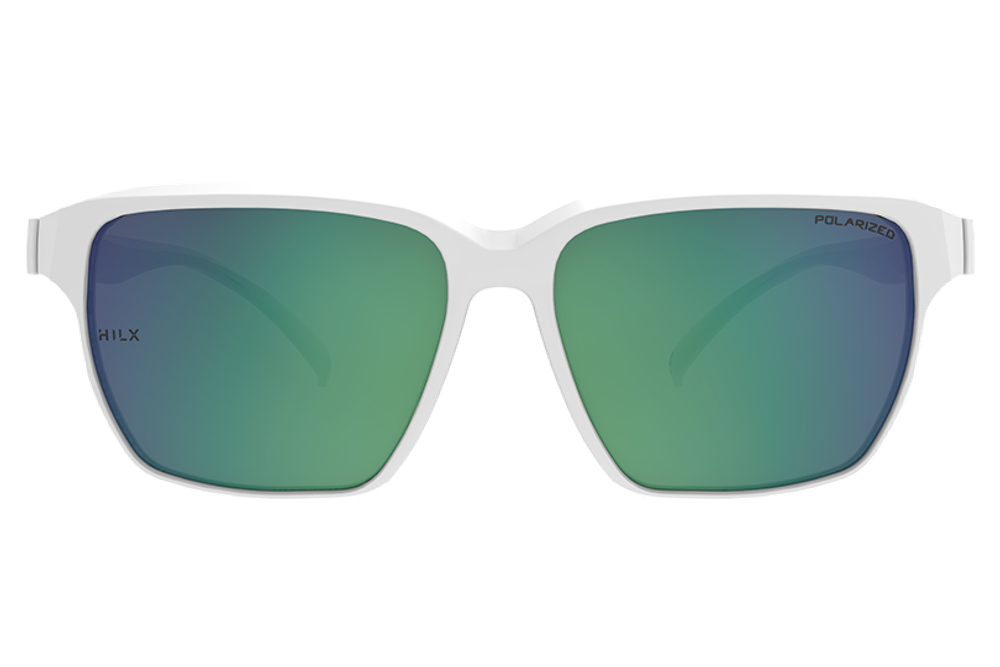 Спортивные очки HILX Rebel Shiny Solid White / Green Mirror Polarized Lens