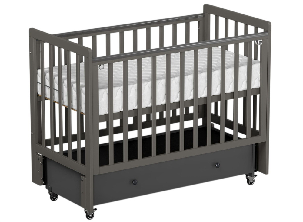 Кровать ANTEMI Classic Sleep 120х60 ящик+универсальный маятник цвет: Графит арт. НИК 22г