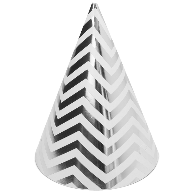 Колпаки, Зигзаги, Белый/Серебро, металлик, 16 см 1 шт