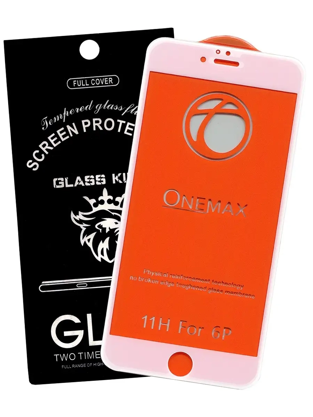 Защитное стекло Glass для Apple iPhone 6 Plus/ iPhone 6S Plus/ 21D/ полный клей, белая рамка
