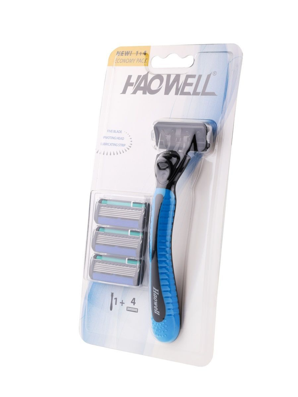 Станок для бритья Haowell 10 многоразовых картриджей c 5 лезвиями плавающая головка, полоска Aloe+витамин E