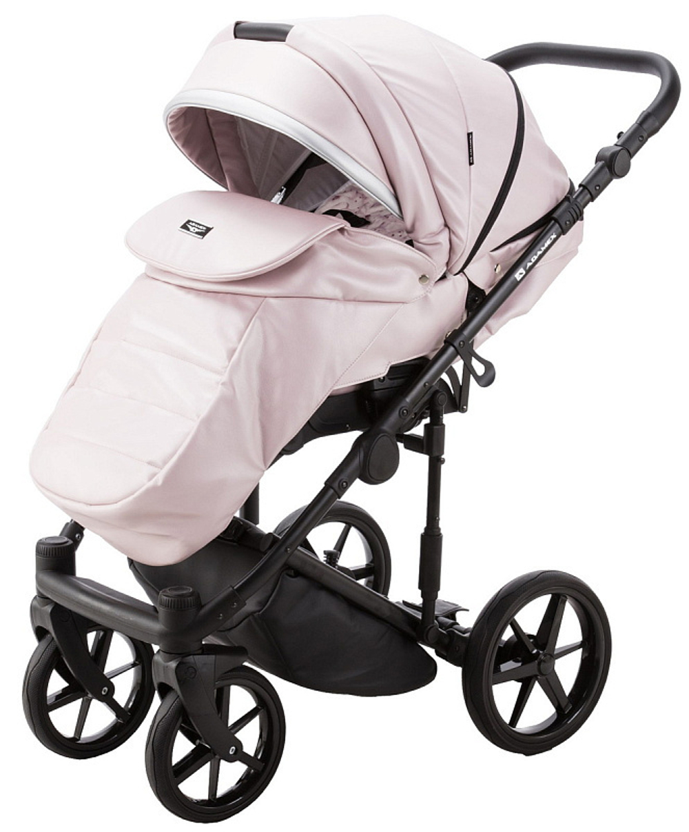 Детская коляска Adamex Rimini Deluxe 2 в 1 RI245 РОЗОВ.КОЖА+ СЕРЕБР.ОТДЕЛКА