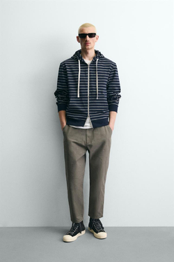 ZARA БРЮКИ CARROT FIT С ЭФФЕКТОМ ПОТЕРТОСТИ, ХАКИ