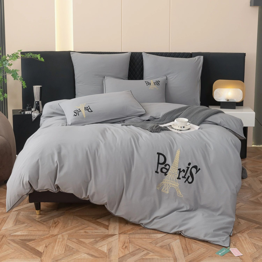 Комплект постельного белья Mood of Paris на резинке MPR010, Евро, простыня 160x200