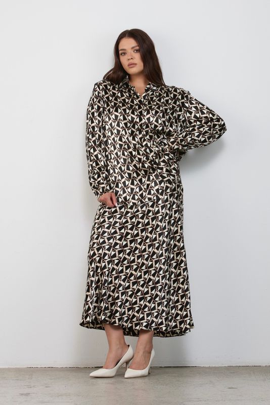 Юбка миди из вискозы, геометричный принт