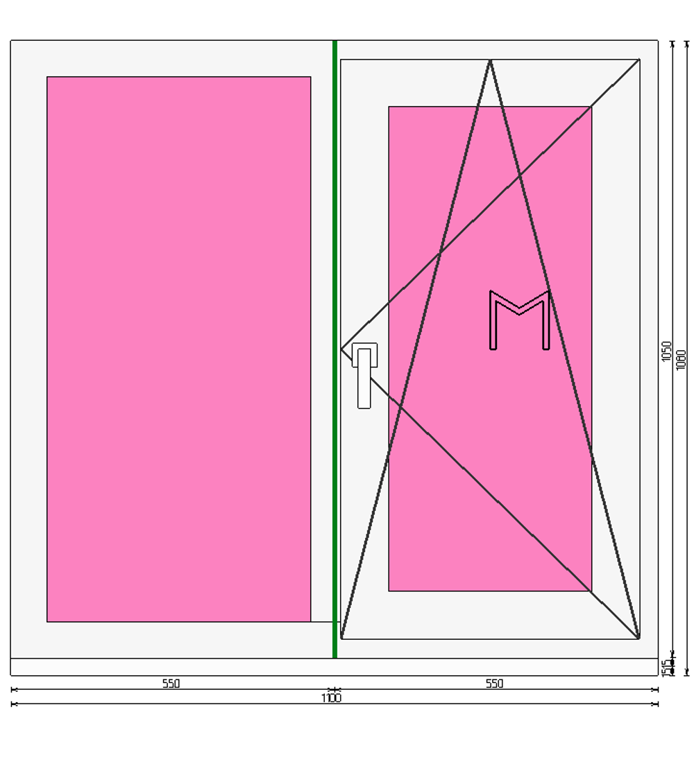 Пластиковое окно 1050 х 1100 ТермА Эко + Москитная сетка