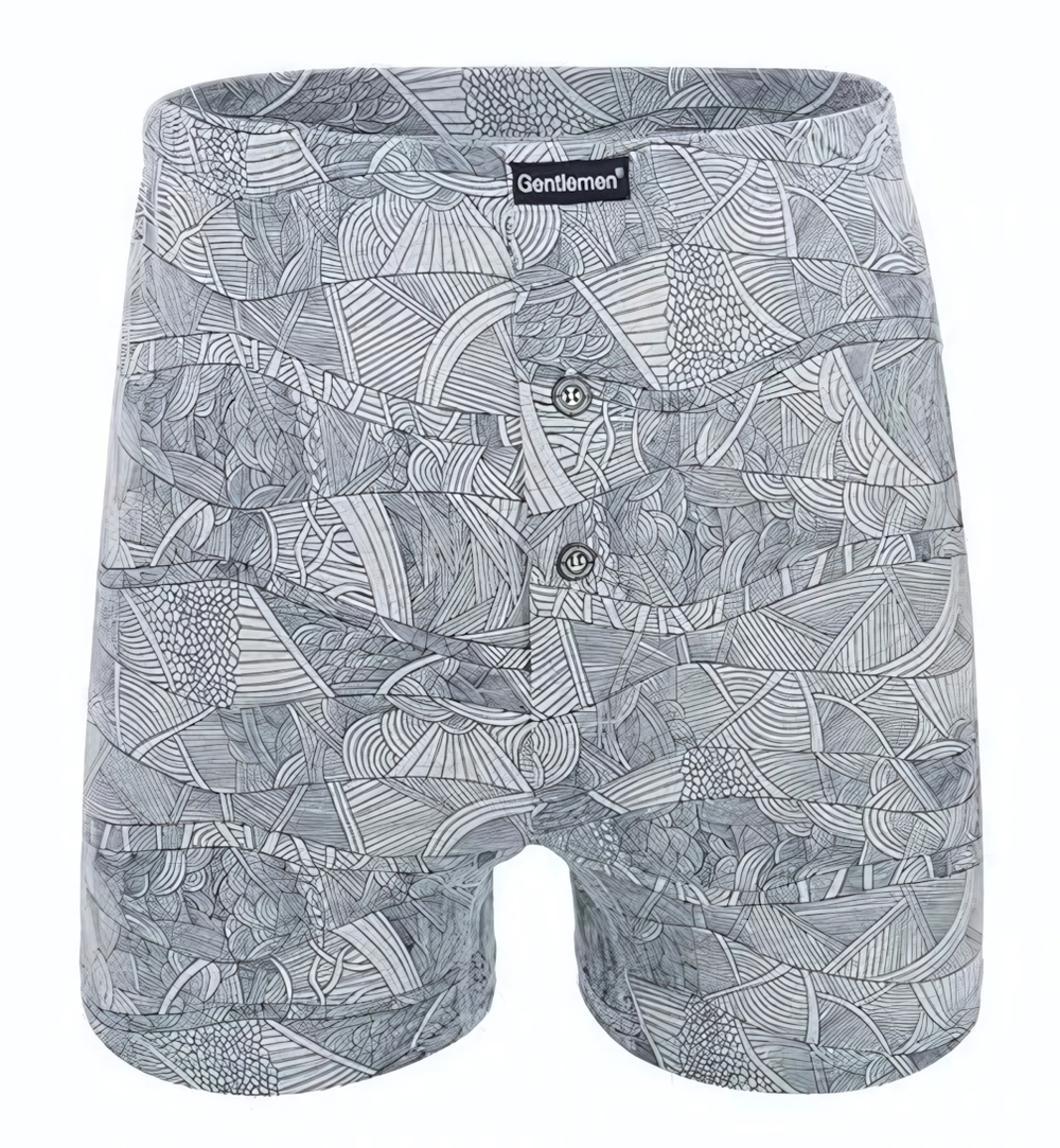 Хлопковые трусы-боксеры свободного кроя с фантазийным принтом (Размер: L) (Цвет: голубой)