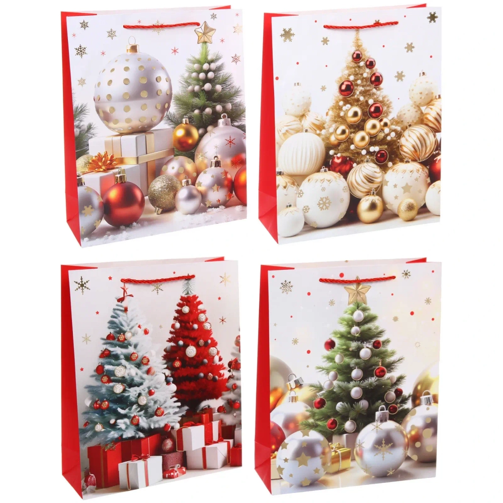 Пакет подарочный «Ёлочные убранства» 26*32*10 см, микс