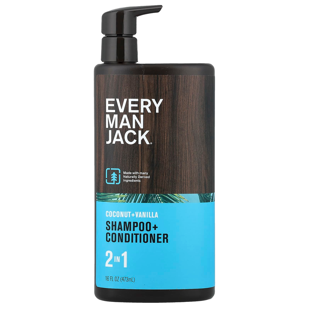 Every Man Jack, 2 в 1, шампунь и кондиционер, кокос и ваниль, 473 мл (16 жидк. унций)