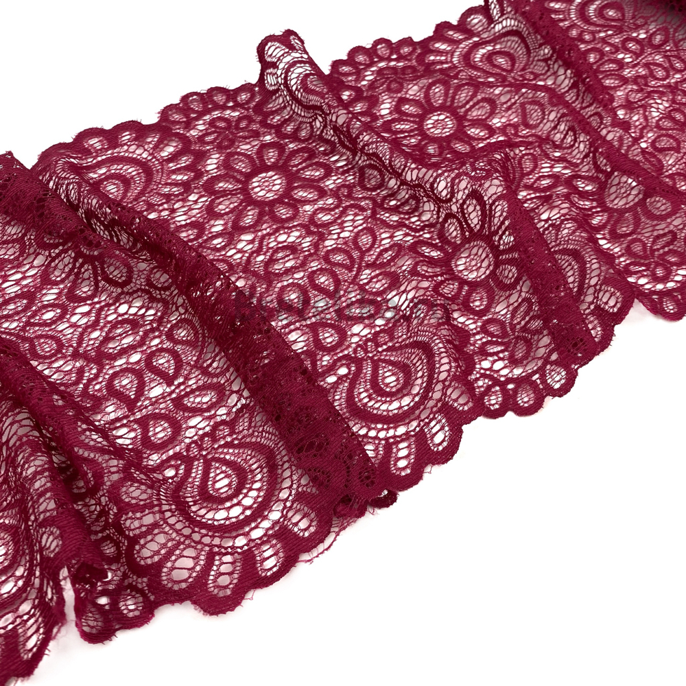 Кружево эластичное бордовое 20 см