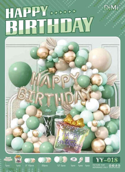 Шары воздушные в наборе 68 предметов (готовый комплект для фотозоны) HAPPY BIRTHDAY