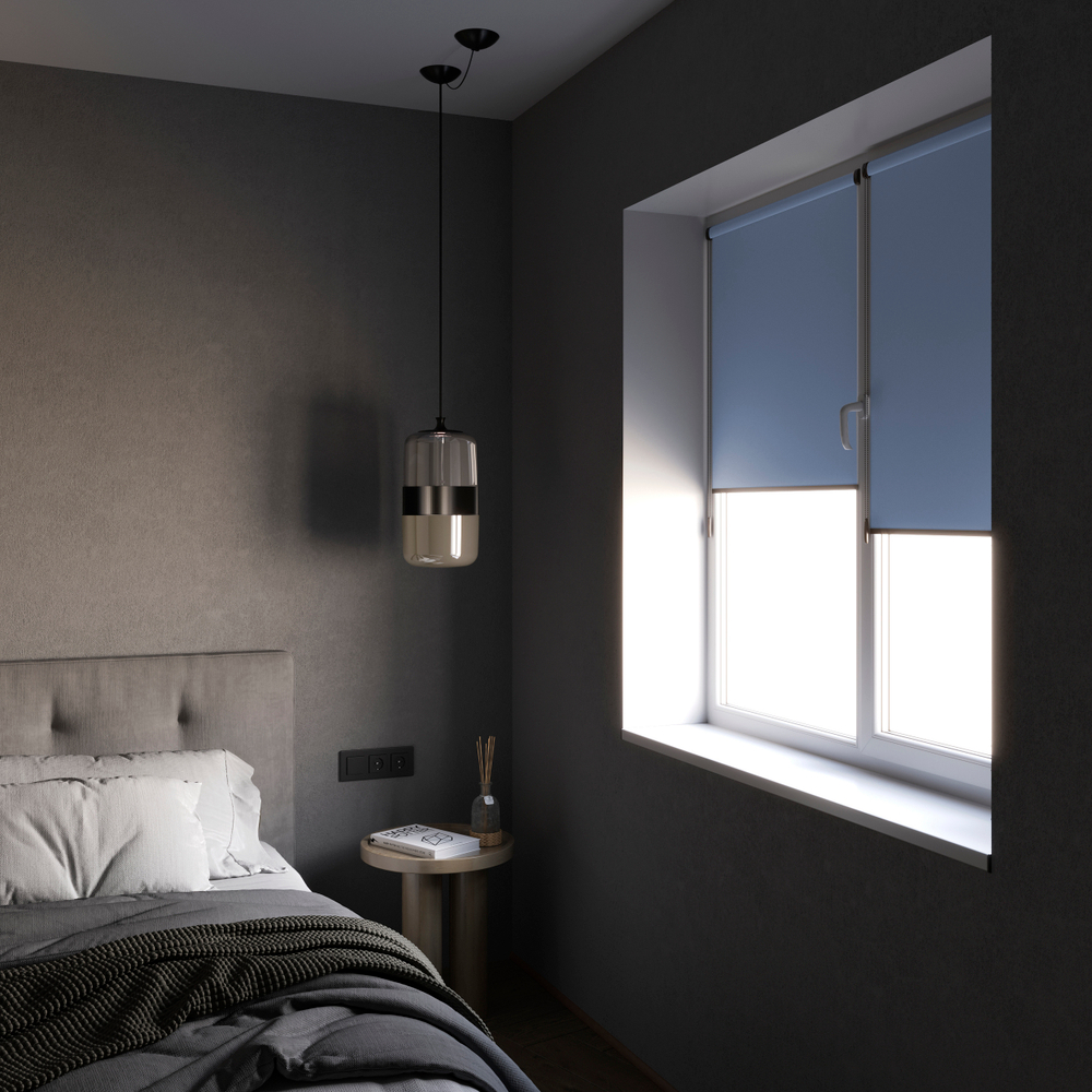 Штора рулонная Блэкаут Натали Небесная Тёмная комплектация