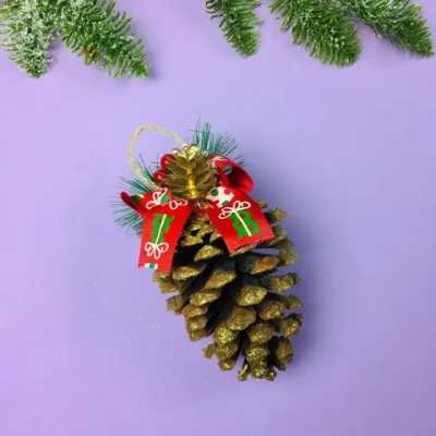 Украшение новогоднее «Шишка» 16*10 см, Золотой иней