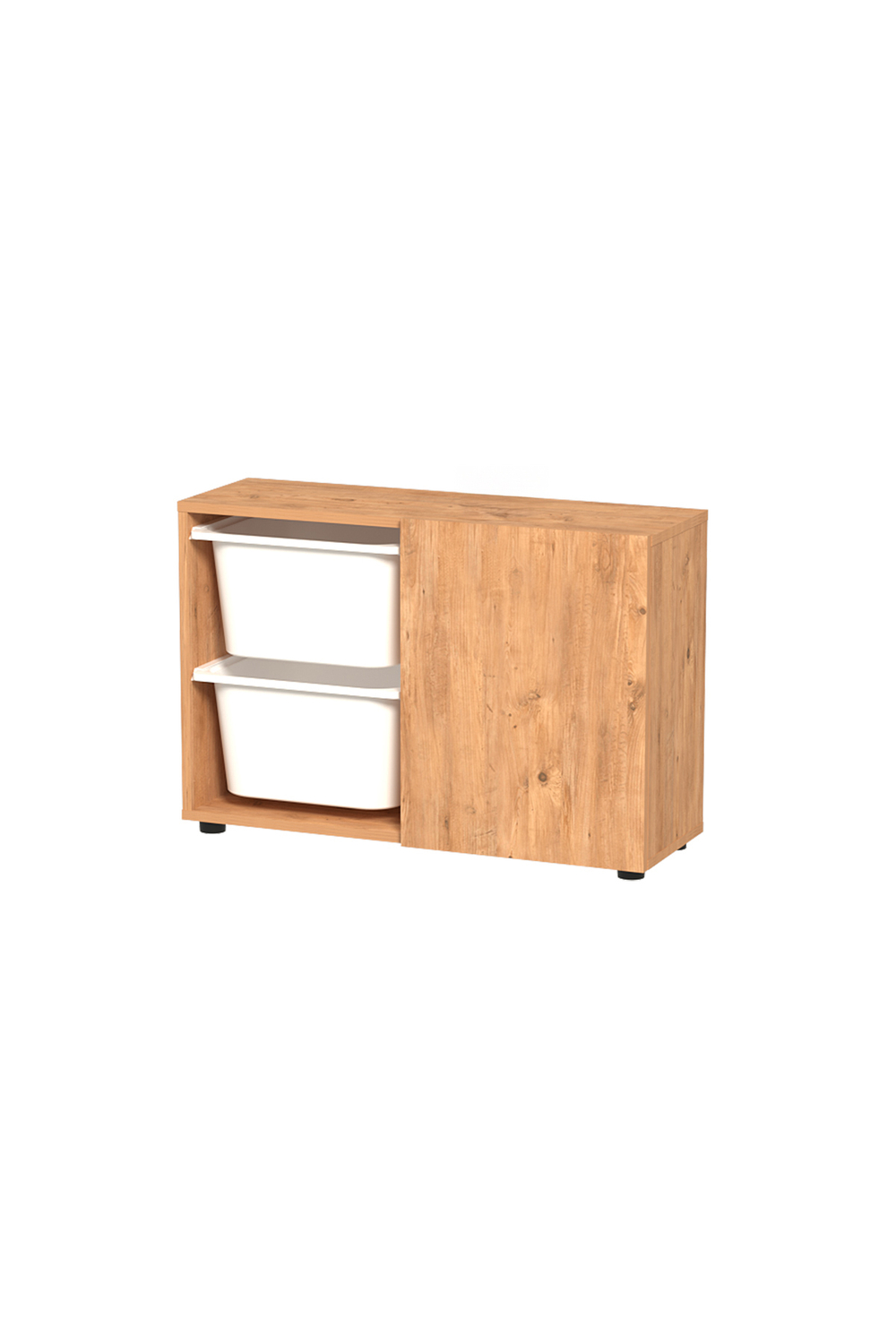 Стеллаж SILA с 2 выдвижными ящиками - сосна