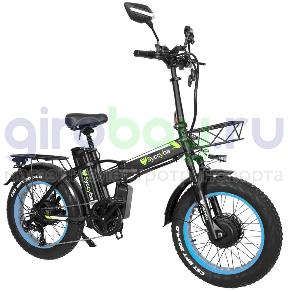 Электровелосипед Syccyba F10 Pro Dual 48V/20Ah (полный привод) - Синий обод фото №2