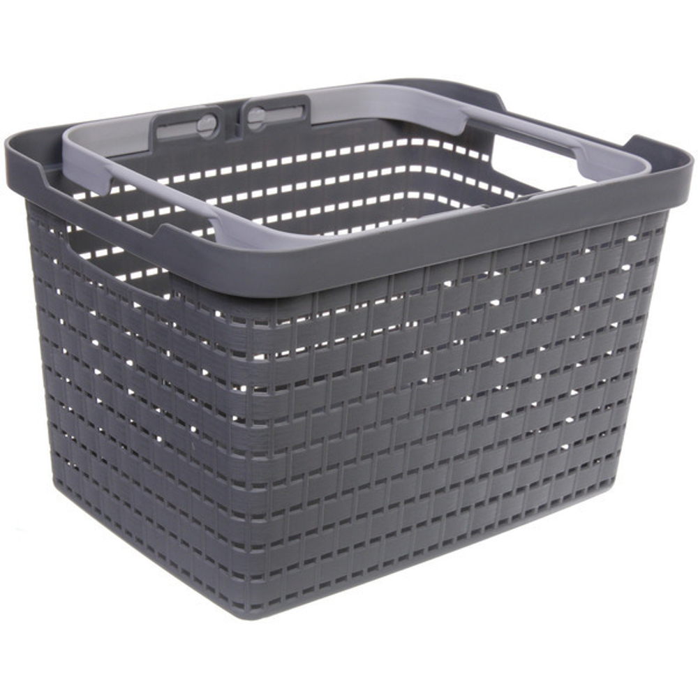 Корзинка хозяйственная с ручками «ПАЛЕРМО», цвет темно-серый, 25.5*35*22.5см