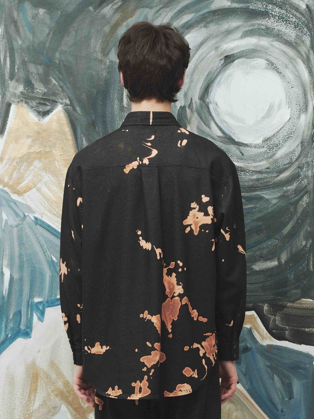 Рубашка Sashina Bleach Tie-Dye черная