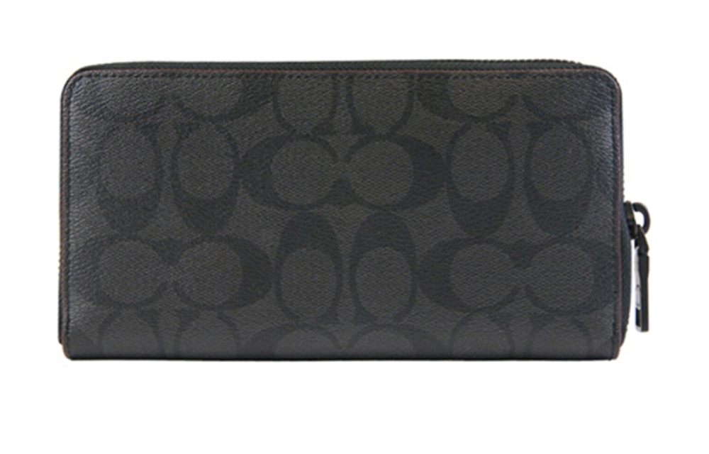 COACH Accordion Wallet Coated Canvas Wallet Clutch Men"s Gray Black