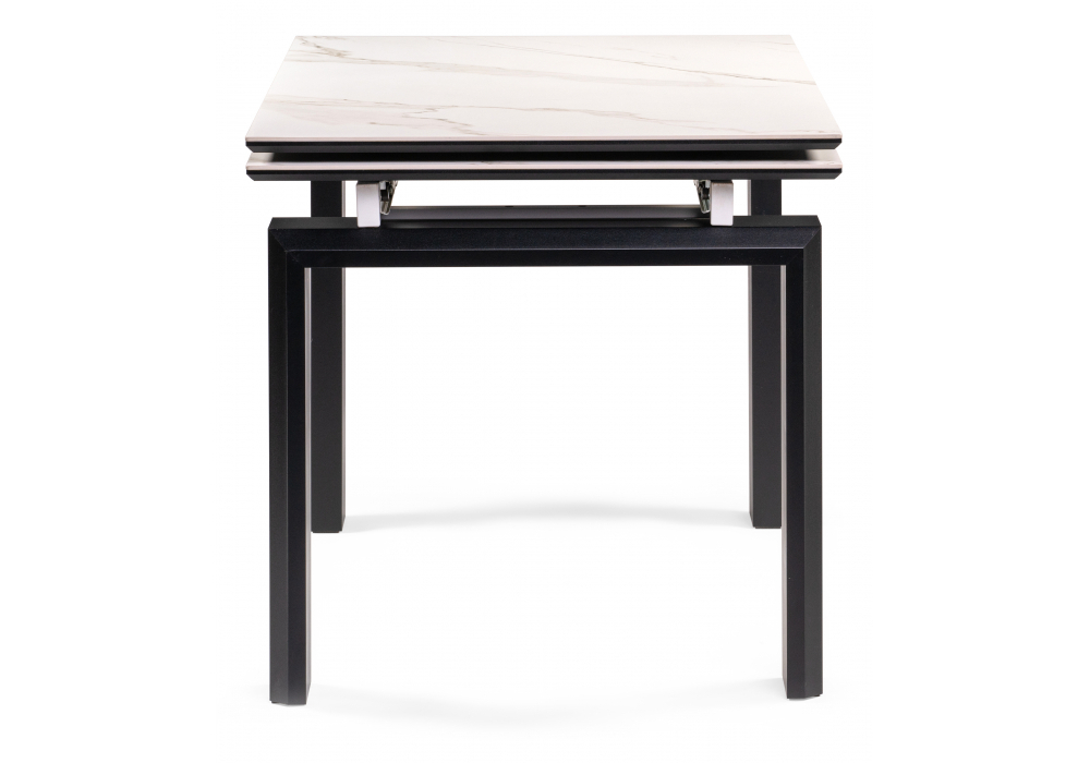 Керамический стол Woodville Давос 140(200)х80х78 белый мрамор, черный