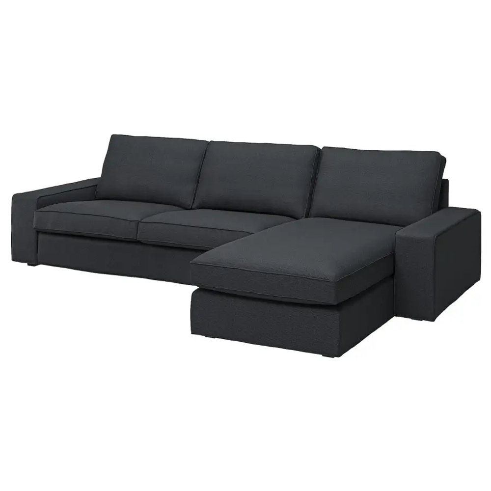Диван 4-местный с оттоманкой - IKEA KIVIK/КИВИК ИКЕА, темно-серый