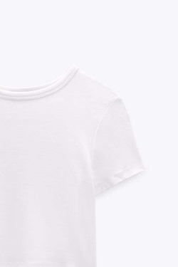 ZARA КРОП-ТОП, БЕЛЫЙ