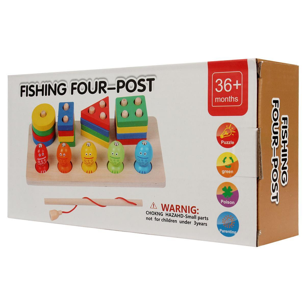 Развивающая игрушка 2 в 1 деревянная (рыбалка + сортер), коробка C-41646