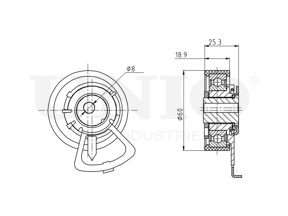 Ролик с натяжителем приводного ремня UNIO TNS-10273