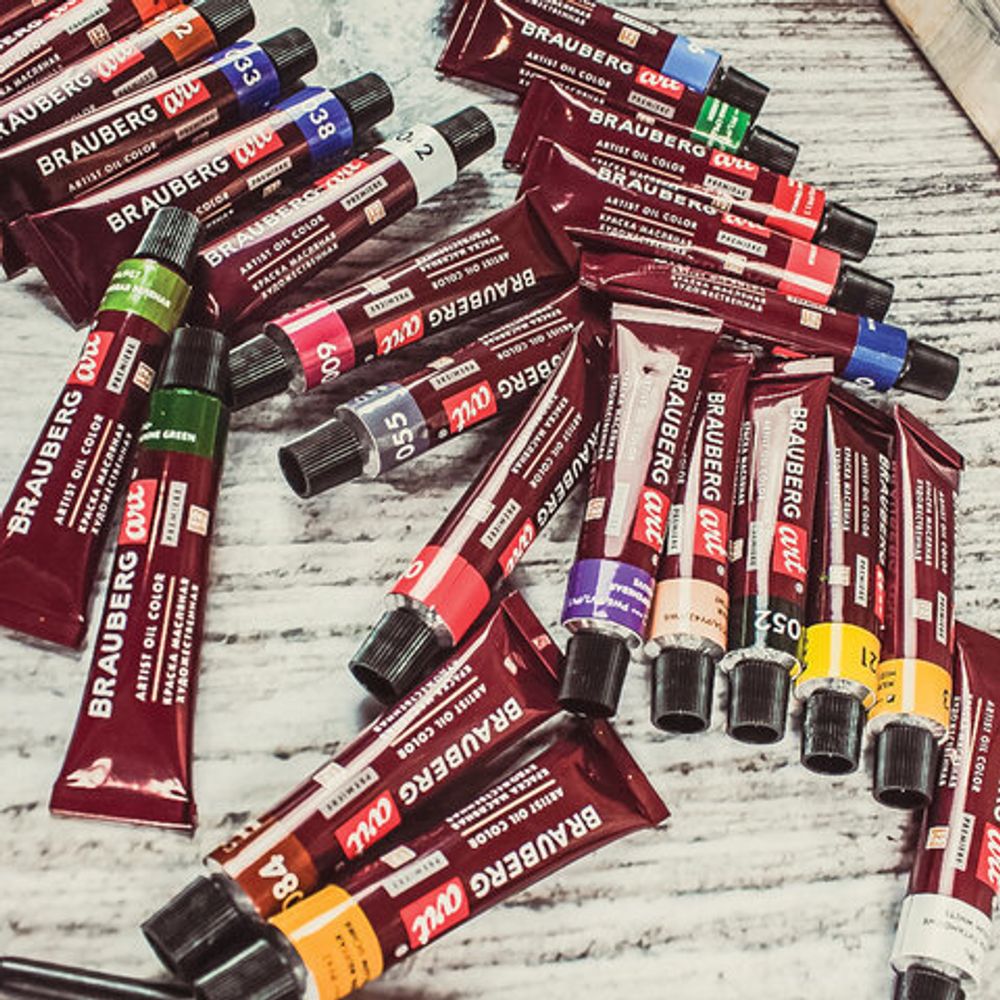 Краски масляные художественные BRAUBERG ART PREMIERE, 24 цв по 12 мл, проф. серия, в тубах, 191457