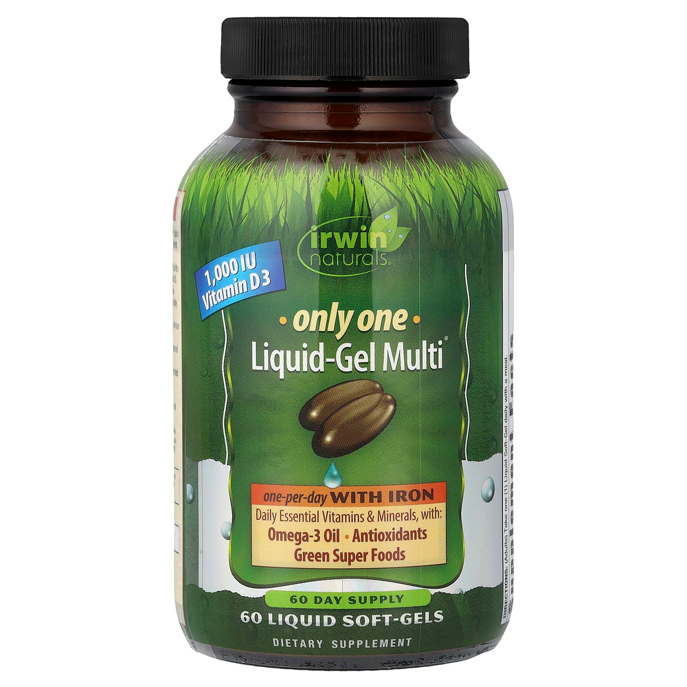 Irwin Naturals, Only One, Liquid-Gel Multi®, с железом, 60 жидких капсул