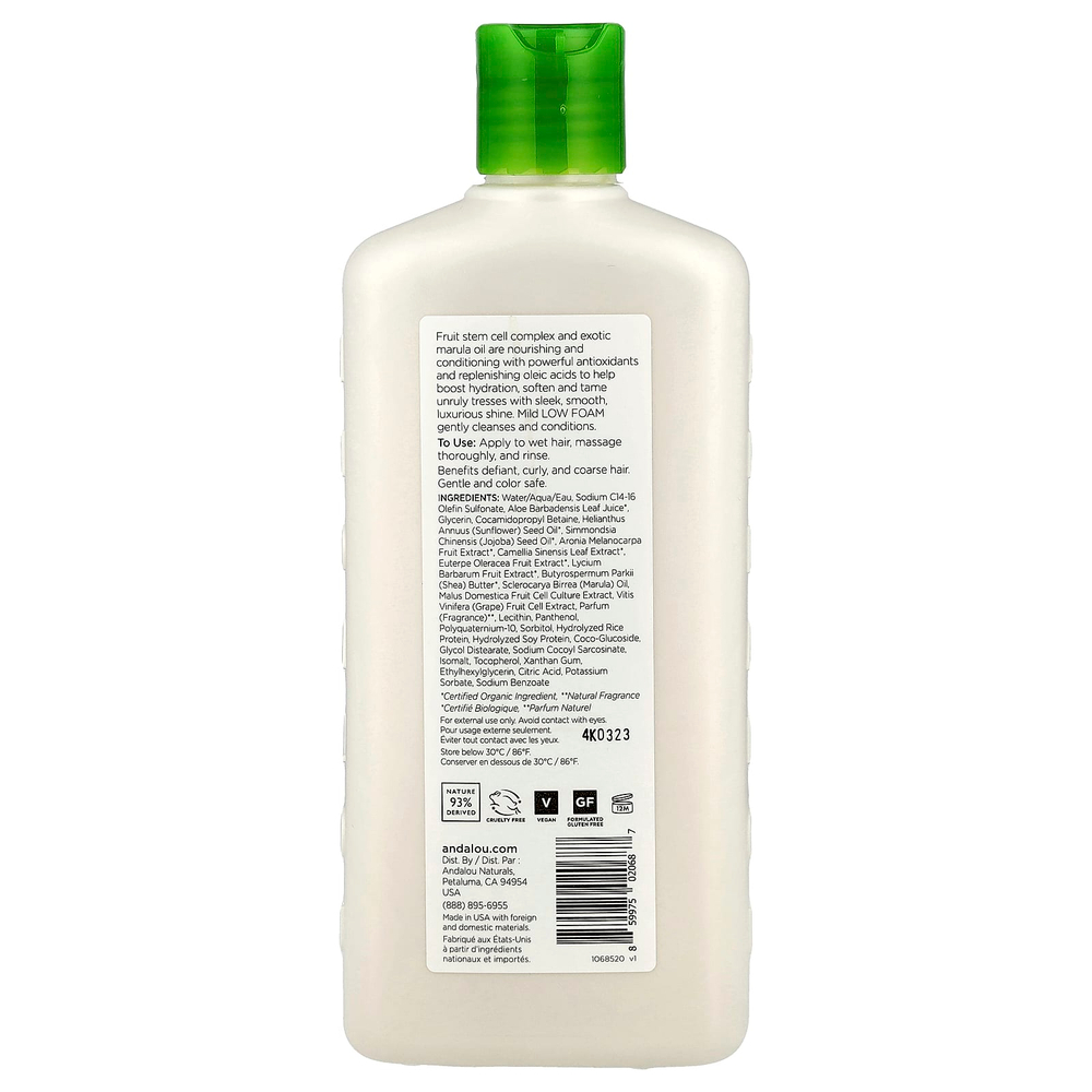 Andalou Naturals, Шампунь, шелковистая гладкость, от волн до локонов, экзотическое масло марулы, 340 мл (11,5 жидк. унц.)
