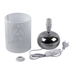 UML-B307 E14 SILVER-WHITE Светильник настольный декоративный под лампу Е14. 40W. Механический выключатель. Серебристый-Белый. ТМ Uniel