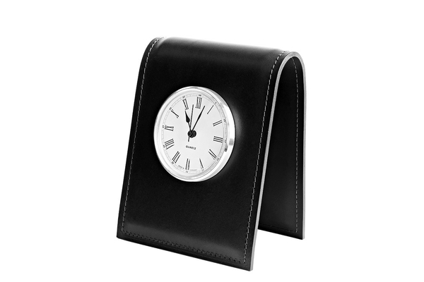 ЧАСЫ настольные LUXE из кожи Full Grain Bologna Black