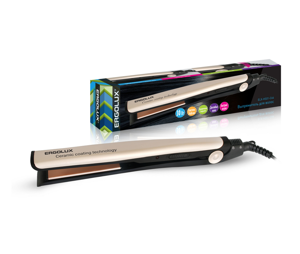 Выпрямитель для волос Ergolux ELX-HS01-C64 черный/золото