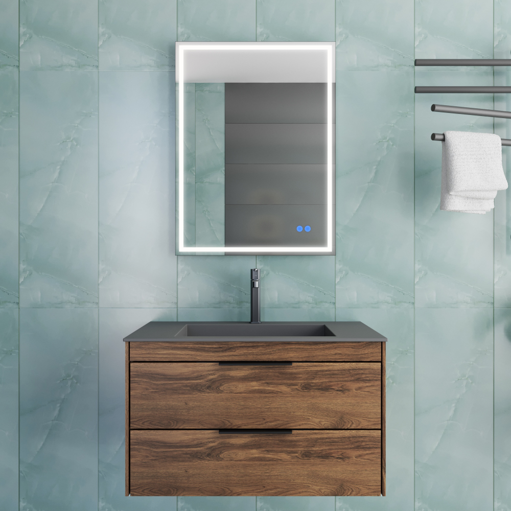 Тумба под раковину Vincea Chiara 2D 800 подвесная, 2 выкатных ящика soft-close, С.Oak