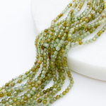 Гранат зеленый граненый, размер около 1,9-2,1 мм, цена за нить 38 см