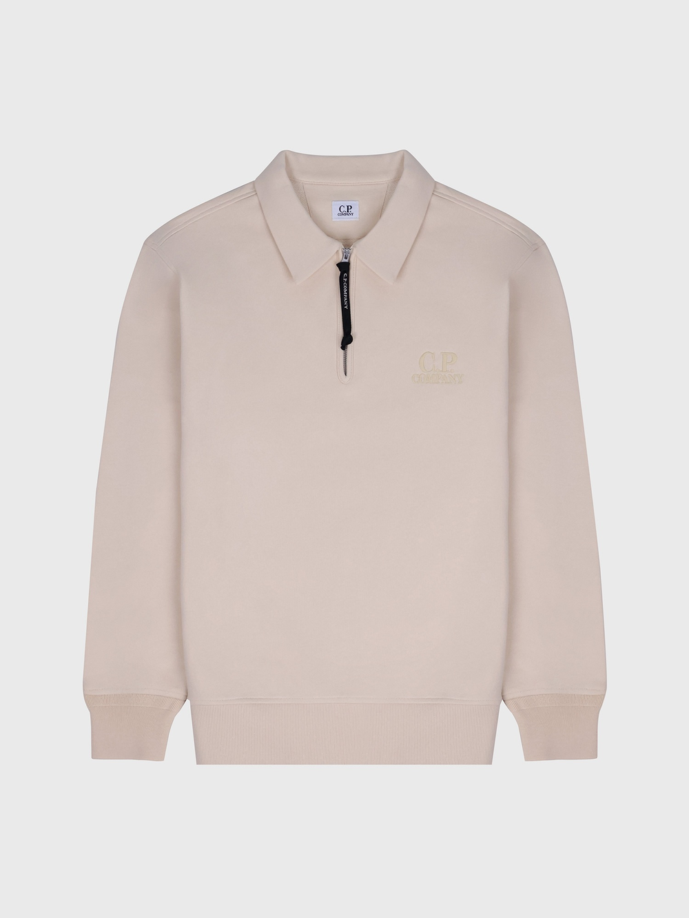 Свитшот на молнии C.P. Company Logo Diagonal Raised Fleece Half Zip Pistachio Shell - Beige