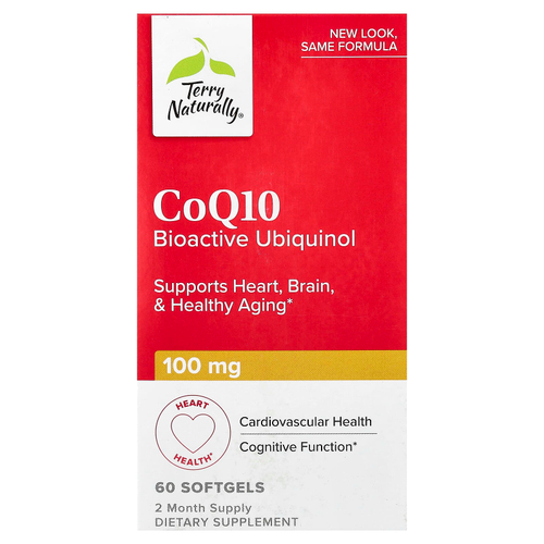 Terry Naturally, коэнзим Q10, биоактивный убихинол, 60 капсул